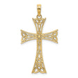 10k Yellow Gold Celtic Cross Pendant with Intricate Knot Design, Polished Finish, Unisex Religious Jewelry