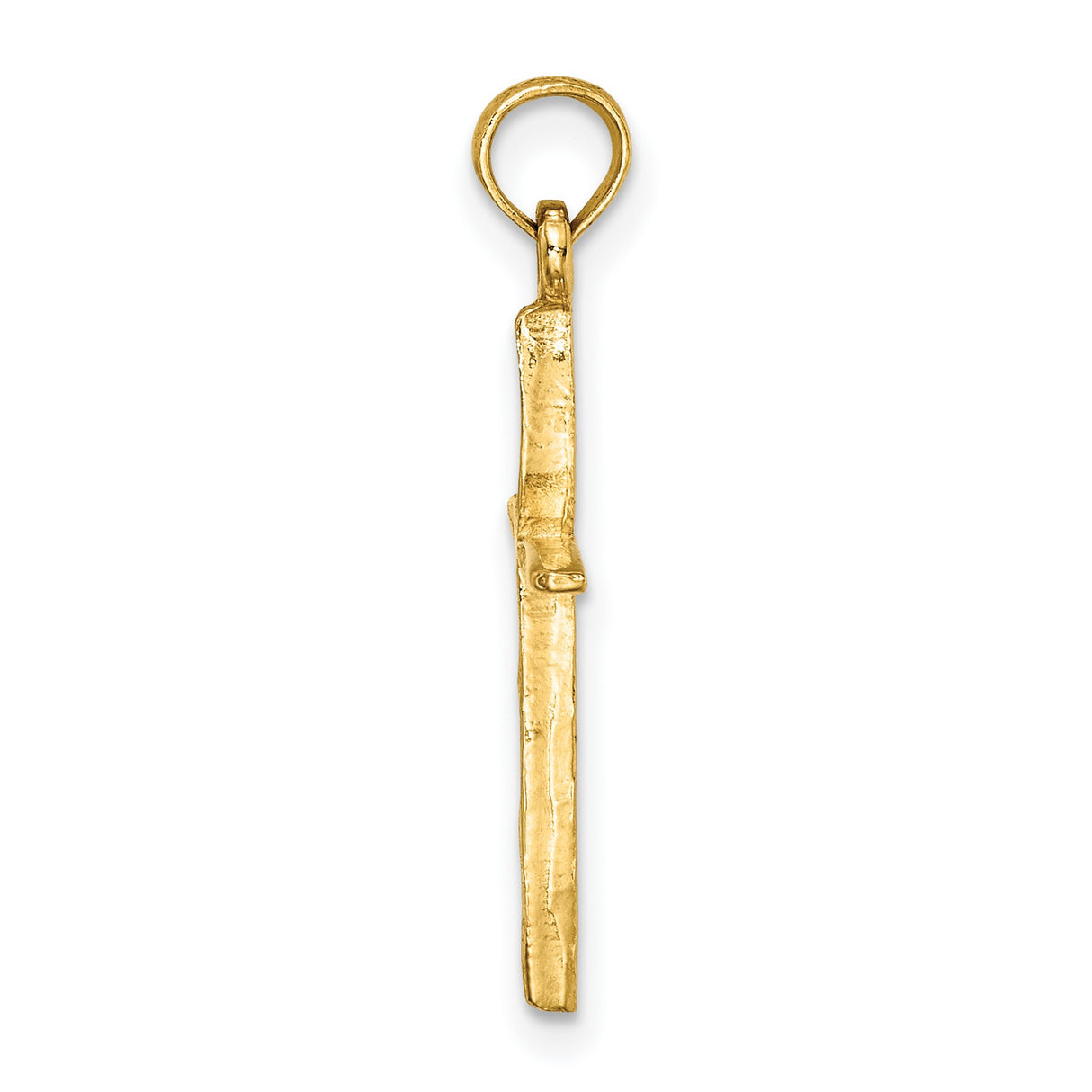 10k Yellow Gold Cross Pendant with Tapered Arms and Rounded Bail for Men and Women