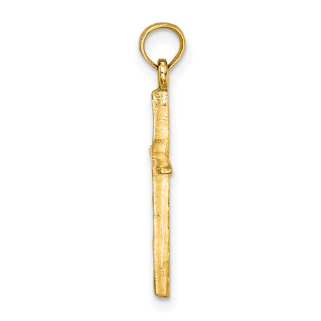10k Yellow Gold Cross Pendant with Tapered Arms and Rounded Bail for Men and Women