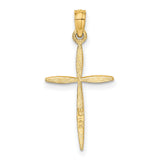 10k Yellow Gold Cross Pendant with Tapered Arms and Rounded Bail for Men and Women