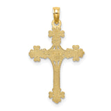 10k Yellow Gold Cross Pendant with Ornate Heart Center, Textured Vintage Religious Style
