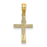 10k Yellow Gold Cross Pendant with Heart Center, Textured Religious Charm Vintage Style