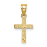 Diamond Shape Center Mini Cross Charm Pendant in Real 10k Yellow Gold