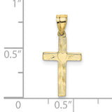 10k Yellow Gold Cross Pendant, Minimalist Religious Design for Men and Women