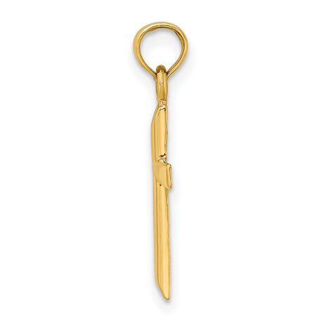 10k Yellow Gold Cross Pendant with Polished Finish, Classic Religious Charm for Men and Women