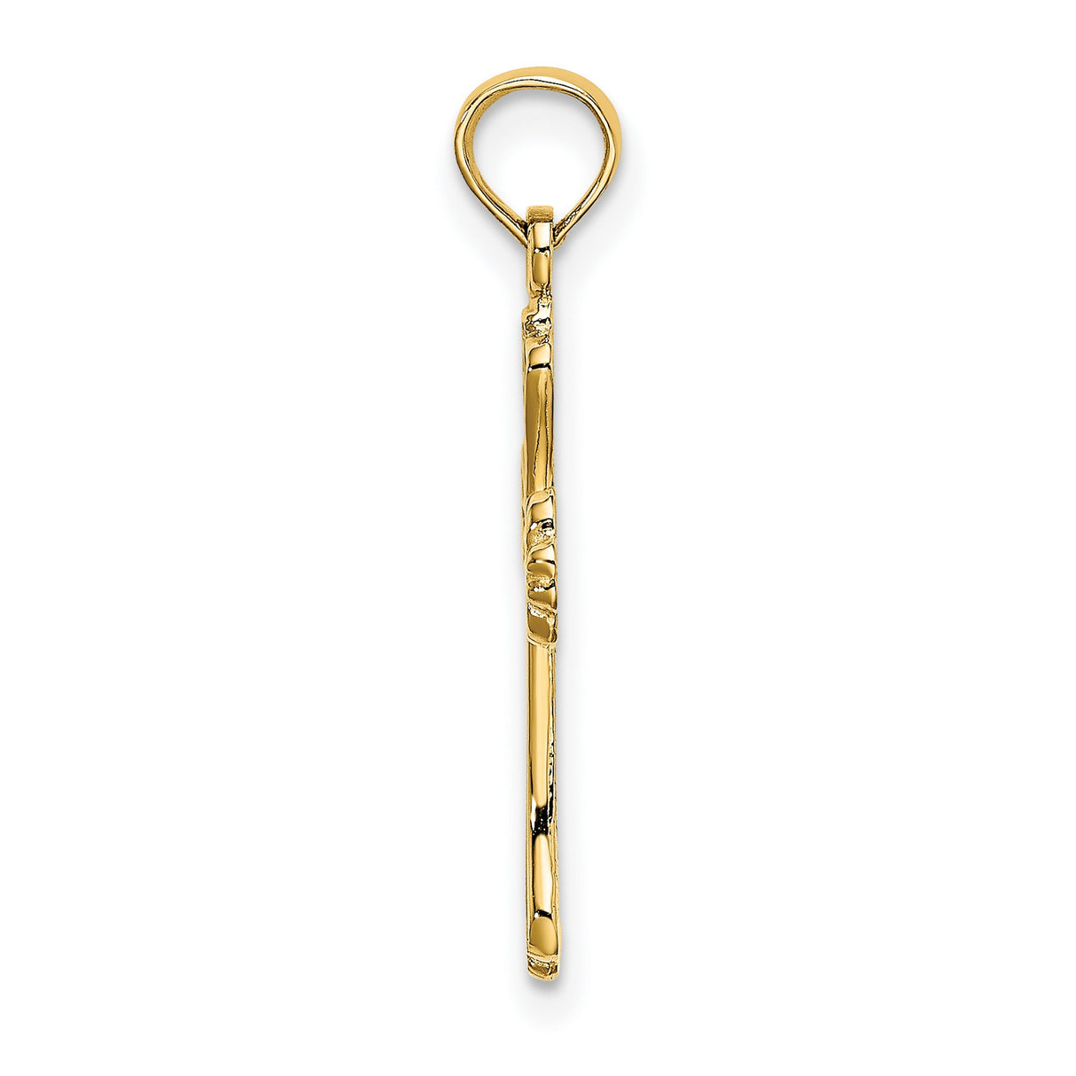 10k Yellow Gold Cross Pendant with Polished and Textured Filigree Design Faith Jewelry Charm