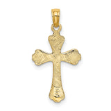 10k Yellow Gold Cross Pendant with Polished and Textured Filigree Design Faith Jewelry Charm
