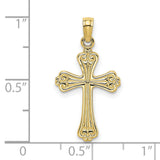 10k Yellow Gold Cross Pendant with Polished and Textured Filigree Design Faith Jewelry Charm