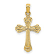 10k Yellow Gold Cross Pendant with Polished and Textured Filigree Design Faith Jewelry Charm