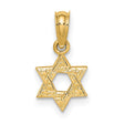 10k Yellow Gold Star of David Pendant, Textured Unisex Jewish Religious Charm