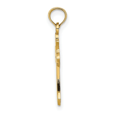 10k Yellow Gold Cross Pendant with Heart Design, Religious Charm for Men and Women