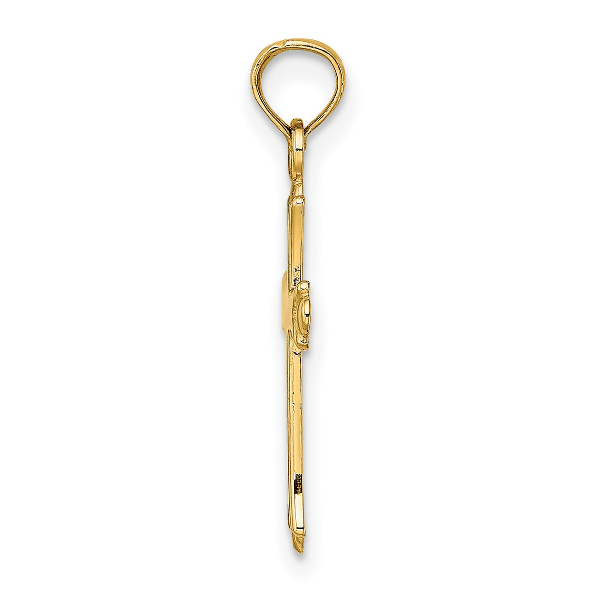 10k Yellow Gold Cross Pendant with Polished Finish and Beaded Tips, Faith Symbol Jewelry