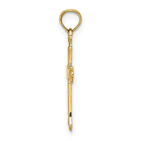 10k Yellow Gold Cross Pendant with Polished Finish and Beaded Tips, Faith Symbol Jewelry