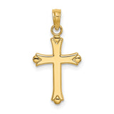 10k Yellow Gold Cross Pendant with Polished Finish and Beaded Tips, Faith Symbol Jewelry