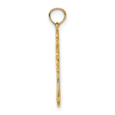 10k Yellow Gold Cross Pendant with Cut-Out Dove, Polished Religious Design for Men and Women