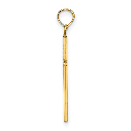 10k Yellow Gold Cross Pendant, Polished Vertical Christian Charm, Minimalist Faith Symbol