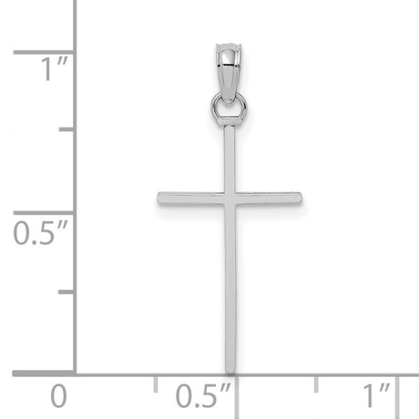 3-D and Polished Stick Cross Charm Pendant in Real 10k White Gold