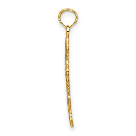 10k Yellow Gold Cross Pendant with Textured Block Design, Filigree, Milgrain and Rope Detail