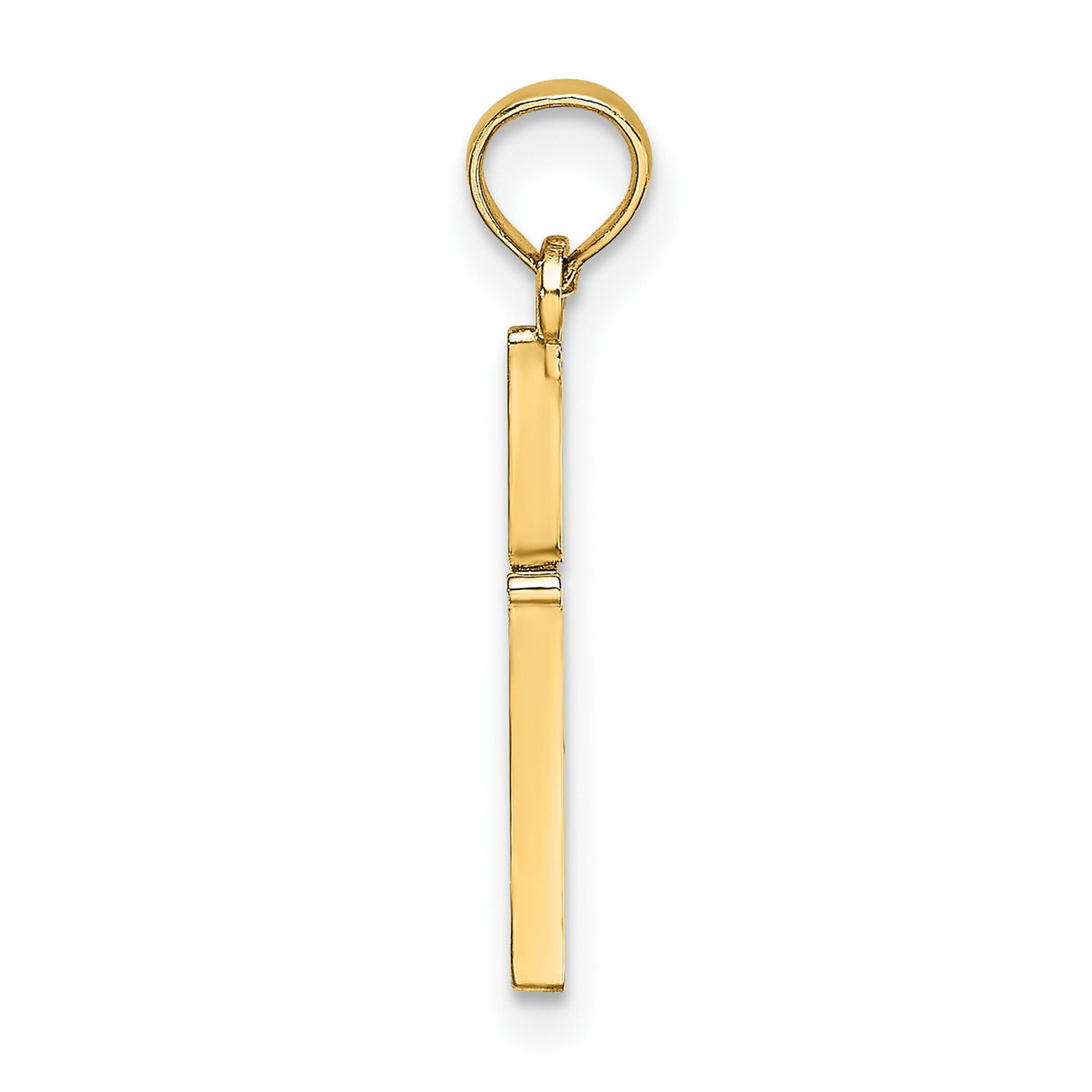 10k Yellow Gold Cross Pendant with Sleek Fluted Bail, Polished Religious Design for Men and Women