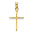 10k Yellow Gold Cross Pendant with Sleek Fluted Bail, Polished Religious Design for Men and Women