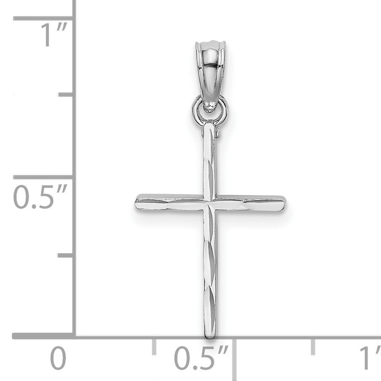 Diamond-Cut and Polished Cross Charm Pendant in Real 10k White Gold