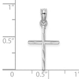 Diamond-Cut and Polished Cross Charm Pendant in Real 10k White Gold