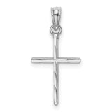 Diamond-Cut and Polished Cross Charm Pendant in Real 10k White Gold