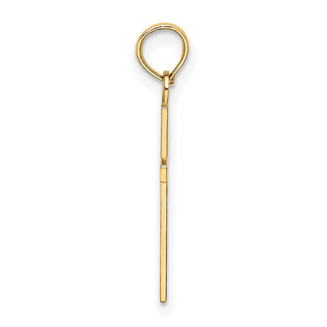 10k Yellow Gold Cross Pendant, Polished Minimalist Christian Charm for Men and Women