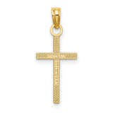 10k Yellow Gold Cross Pendant, Polished Minimalist Christian Charm for Men and Women