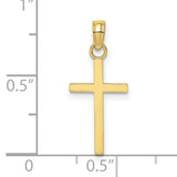 10k Yellow Gold Cross Pendant, Polished Minimalist Christian Charm for Men and Women