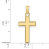 10k Yellow Gold Cross Pendant with Beaded Edge and Polished Finish