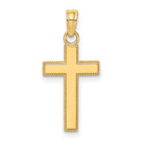 10k Yellow Gold Cross Pendant with Beaded Edge and Polished Finish