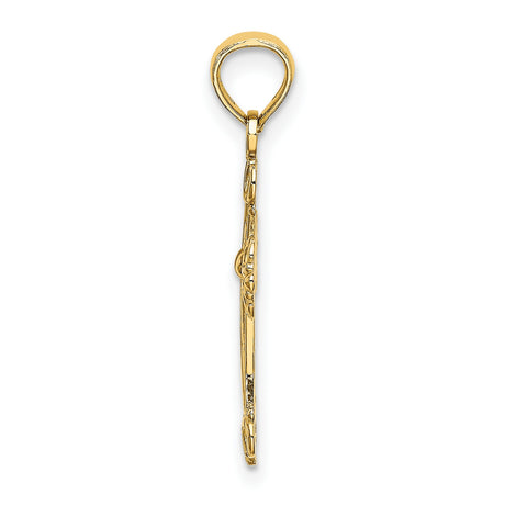 10k Yellow Gold Cross Pendant with Scroll Design and Raised Dome Center