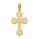 10k Yellow Gold Cross Pendant with Scroll Design and Raised Dome Center