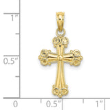 10k Yellow Gold Cross Pendant with Scroll Design and Raised Dome Center