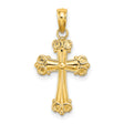 10k Yellow Gold Cross Pendant with Scroll Design and Raised Dome Center