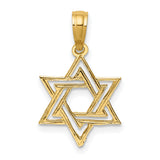 10k Yellow Gold Star of David Pendant with Interlocking Triangles, Jewish Symbol Charm for Men and Women