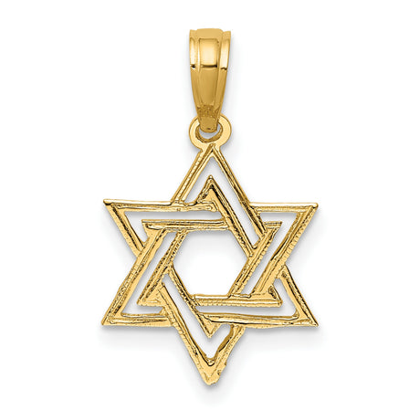 10k Yellow Gold Star of David Pendant with Interlocking Triangles, Jewish Symbol Charm for Men and Women