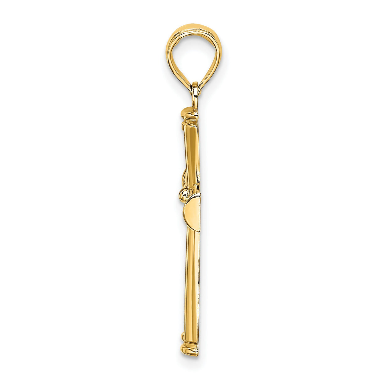 10k Yellow Gold Cross Pendant with Cut-Out Design and Beveled Edges for Men and Women