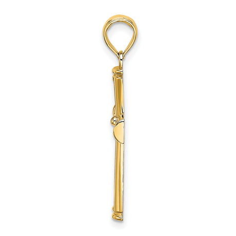 10k Yellow Gold Cross Pendant with Cut-Out Design and Beveled Edges for Men and Women