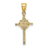10k Yellow Gold Crucifix Cross Pendant with Polished Jesus Figure, Religious Charm