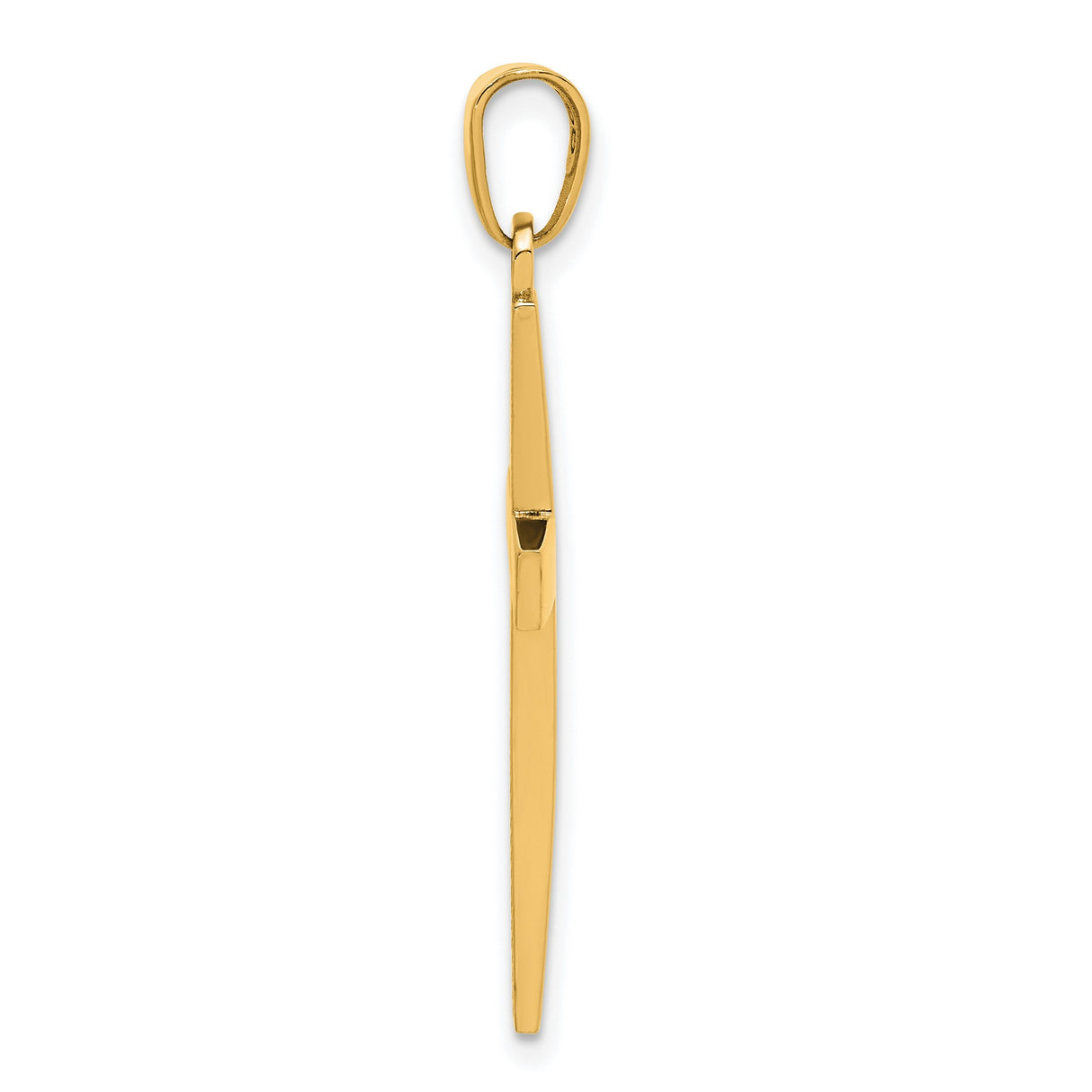 10k Yellow Gold Cross Pendant, Smooth Polished Beveled Edge, Mirror Finish, Latin Cross Design