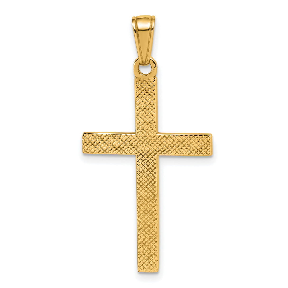 10k Yellow Gold Cross Pendant, Smooth Polished Beveled Edge, Mirror Finish, Latin Cross Design