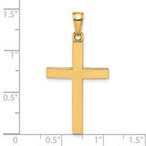 10k Yellow Gold Cross Pendant, Smooth Polished Beveled Edge, Mirror Finish, Latin Cross Design
