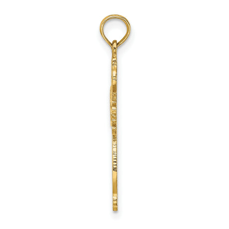 10k Yellow Gold Cross Pendant with Scroll Filigree Design, Baroque Style for Men and Women