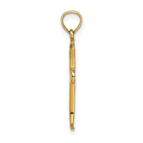 10k Yellow Gold Cross Pendant with Flared Tips and Beveled Edges High Polish Finish
