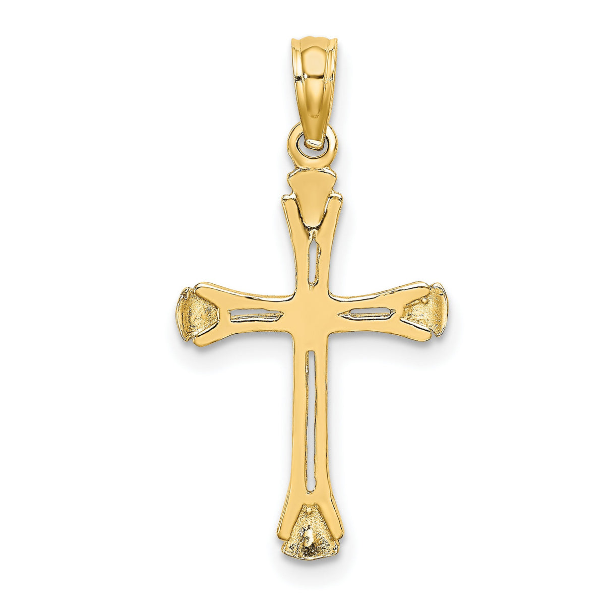 10k Yellow Gold Cross Pendant with Flared Tips and Beveled Edges High Polish Finish