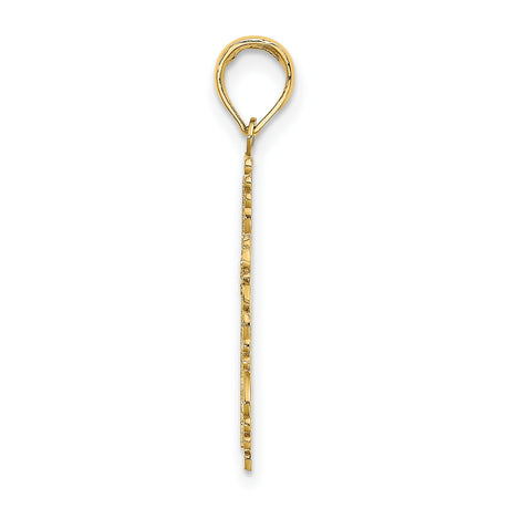 10k Yellow Gold Cross Pendant with Filigree Scroll Design Openwork for Men and Women