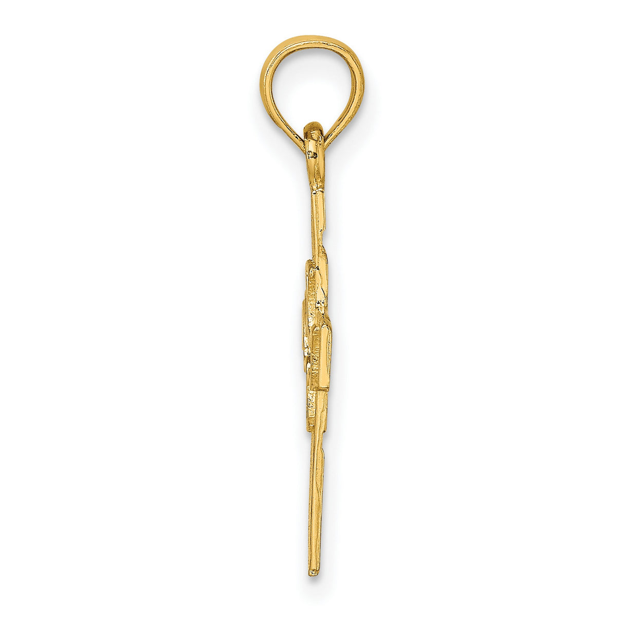 10k Yellow Gold Cross Pendant with Cutout Dove Design, Religious Symbol of Faith and Peace