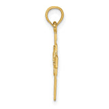 10k Yellow Gold Cross Pendant with Cutout Dove Design, Religious Symbol of Faith and Peace